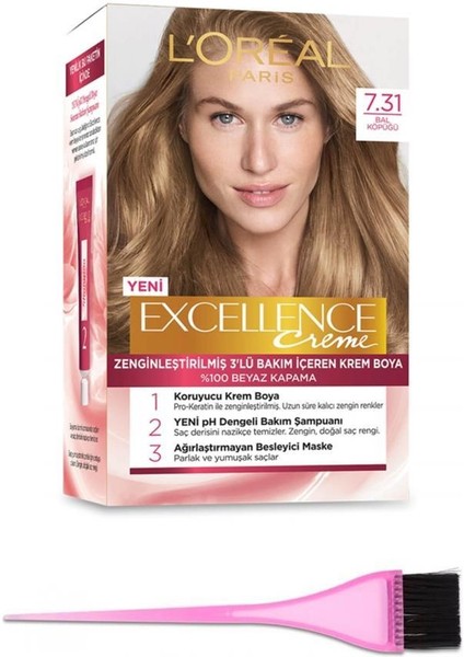 L'Oréal Paris Loreal Paris Loreal Excellence Saç Boyası 7.31+Boya Fırçası