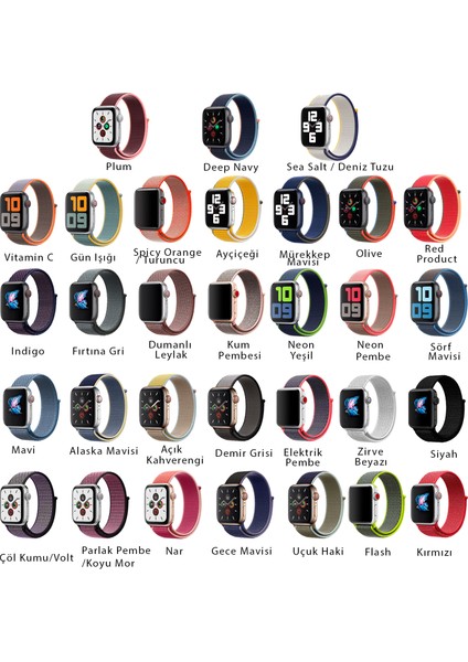 Apple Watch Seri 10 42mm, Seri 9/8/7/6/se/5/4/3 Spor Loop Kordon 41MM 40MM 38MM Uyumlu Kırmızı Gri modelleri