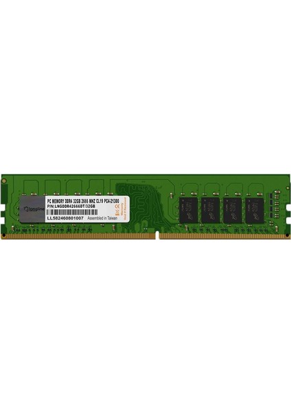 32GB 2666MHz DDR4 Masaüstü PC Ram CL19 PC4-21300 LNGDDR42666DT/32GB