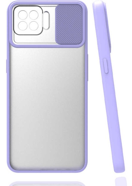 Oppo Reno 4 Lite Kılıf Kamera Sürgülü Kapak Lila