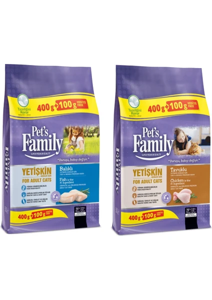 Pets Family Premium Yetişkin Kedi Maması 500 Gram x 2'li