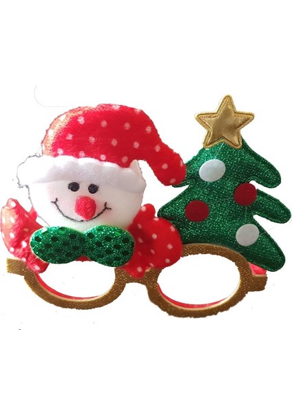 Peluş Yılbaşı Ağaçlı Kardan Adam Şekilli Yılbaşı Gözlüğü