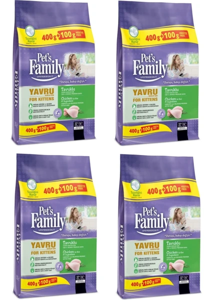 Pets Family Tavuklu Yavru Kedi Maması 500 Gram x 4'lü