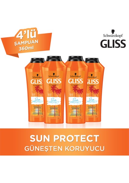 Schwarzkopf Glıss Sun Protect Şampuan 360 ml x 4 Adet