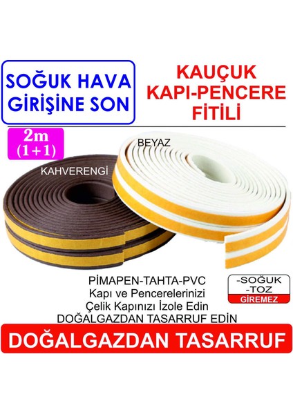 Kauçuk Kapı Pencere Fitili Kahve 2m