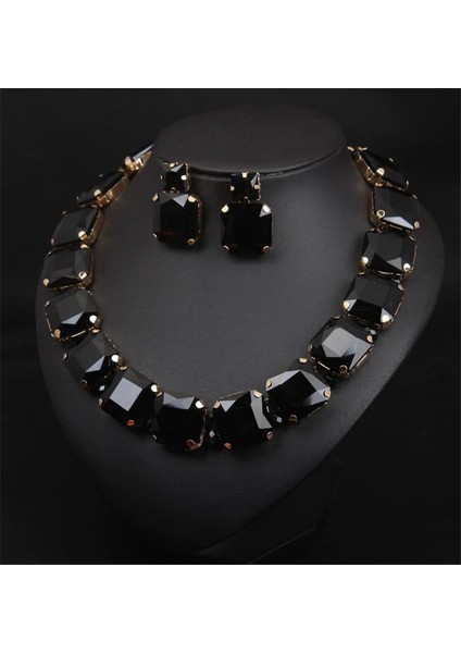 Stalaıt Foxer Bohemian Geometrik Siyah Küpe Kolye Takı Seti fiyatları