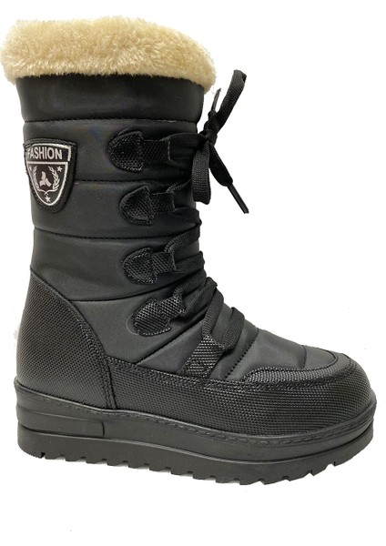 995-21 Kürklü Kar Kış Filet Kız Çocuk Bot Siyah Bej fiyatları