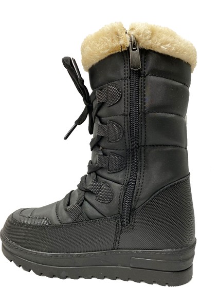 995-21 Kürklü Kar Kış Filet Kız Çocuk Bot Siyah Bej modelleri
