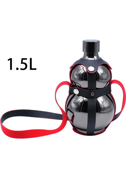 Paslanmaz Hip Şişesi Kabak Şişe Şarap Pot Deri Kapak Açık Doğum Günü Için 1.5l Siyah (Yurt Dışından) fiyatları