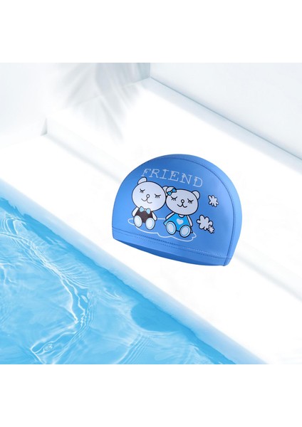 Yüzmek Çocuklar Banyo Yüzme Şapka Kız Erkek Hayvan Baskı Mavi Ayı (Yurt Dışından) modelleri