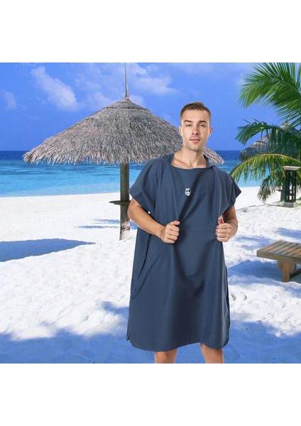 Mikrofiber Sörf Panço Değişen Robe Wetsuit Yumuşak Yüzme Donanması Mavi (Yurt Dışından) modelleri