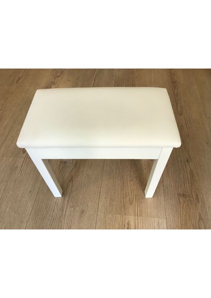 Cremonıa Ptcwh Piyano Taburesi Beyaz Sandıklı Masif Ayaklı