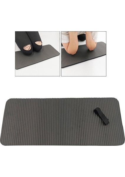 60X25 cm Kaymaz Yoga Mat Diz Pad Egzersiz Tahta Pilates Seyahat Zemin Siyah (Yurt Dışından)