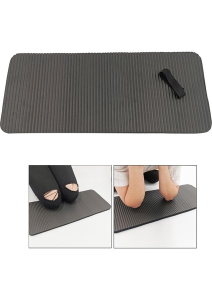 60X25 cm Kaymaz Yoga Mat Diz Pad Egzersiz Tahta Pilates Seyahat Zemin Siyah (Yurt Dışından)