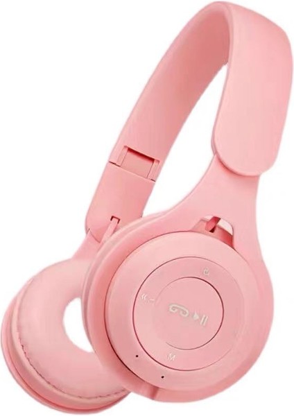 Kablosuz Bluetooth Kulaklık Başa Takılan Ios Android Evrensel Yeni Macarons Oyun Kablosuz Kulaklık Binaural Katlanabilir Bluetooth Tipi Kart Eklenti Kablosu Pembe (Yurt Dışından)