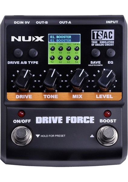 Drive Force Overdrive ve Distortion Pedalı