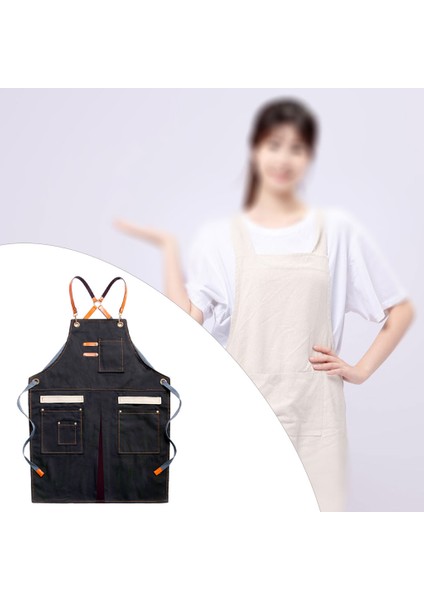 Tuval Önlük Üniforma Unisex Doğrama Sanatçı Pişirme Pişirme Salonu Garaj Sarı (Yurt Dışından)