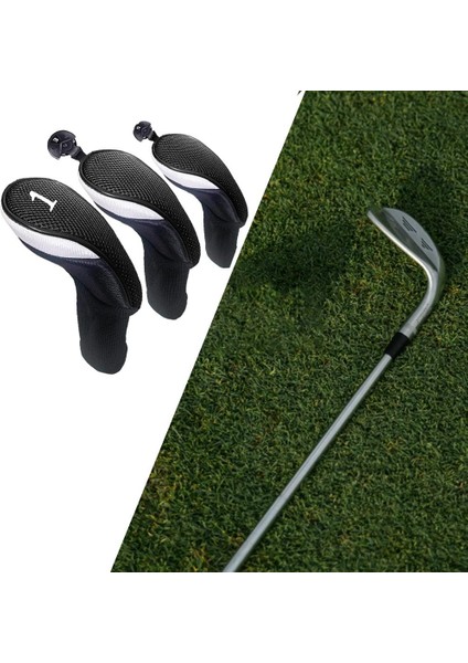 Golf Kulübü Başkanı Değiştirilebilir Örgü Boy Uzun Boyun Woods Siyah Kapakları