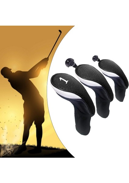 Golf Kulübü Başkanı Değiştirilebilir Örgü Boy Uzun Boyun Woods Siyah Kapakları