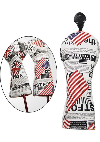 Golf Ahşap Kafa Kapak Kaymaz Headcover Koruyucu Guard Golf Kulübü Headcover Yıldız Stripes Ut