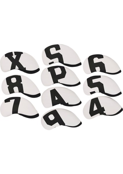 10 Adet Golf Kulübü Başkak Demir Kafa Kapağı 4,5,6,7,8,9, A, X, P, S Beyaz