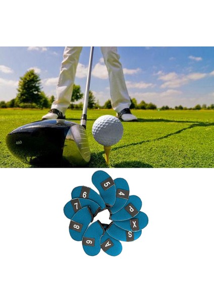 10PACK Golf Demir Kafa Koruma Kulübü Headcover Golf Aksesuarları Mavi Kapakları(Yurt Dışından) fırsatları