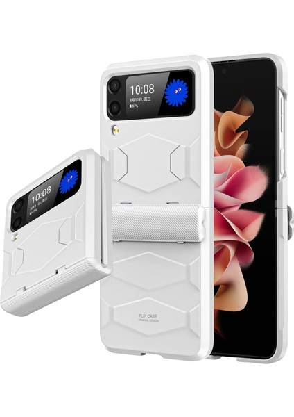 Samsung Galaxy Z Flip 3 5g Için Sağlam Yarı Otomatik Menteşe Koruması Ağır Hizmet Düşmeye Karşı Koruyucu Kılıfı Beyaz (Yurt Dışından)