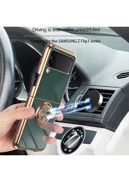 Samsung Galaxy Z Flip 3 5g Için Halka Tutucu Stand Darbeye Dayanıklı Yumuşak Tpu Elektroliz Tampon Kılıfı Kapağı Dark Yeşil (Yurt Dışından) fiyatları