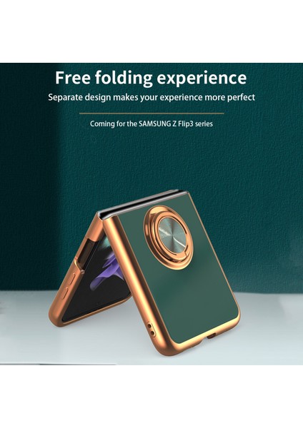 Samsung Galaxy Z Flip 3 5g Için Halka Tutucu Stand Darbeye Dayanıklı Yumuşak Tpu Elektroliz Tampon Kılıfı Kapağı Dark Yeşil (Yurt Dışından) fırsatları