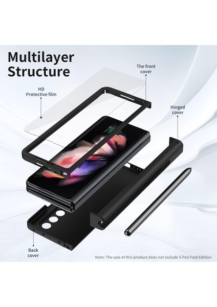 Samsung Galaxy Z Fold 3 5g Için Menteşe Koruması Ekran Koruyuculu Sert Pc Kapağı Tam Gövde Koruyucu Kılıfı Siyah (Yurt Dışından) modelleri