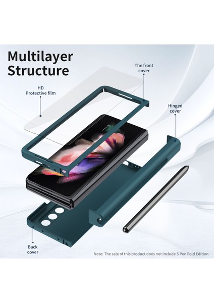 Samsung Galaxy Z Fold 3 5g Için Menteşe Koruması Ekran Koruyuculu Sert Pc Kapağı Tam Gövde Koruyucu Kılıfı Yeşil (Yurt Dışından) modelleri