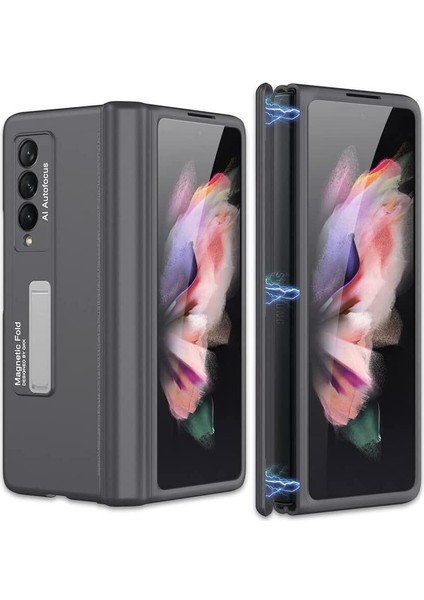 Samsung Galaxy Z Fold 3 5g Için Manyetik Menteşe, Ultra Ince Sert Pc Tampon Her Şey Dahil Manyetik Emme Kılıfı Gri (Yurt Dışından)