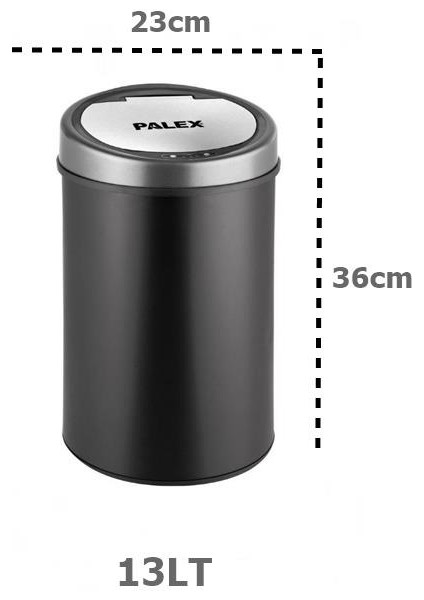Palex Sensörlü Şarzlı 13 Litre Siyah Çöp Kovası