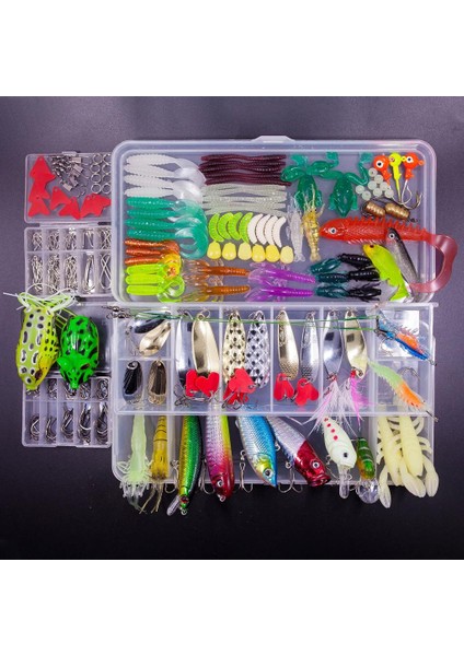 Balıkçılık Lures Kiti Yumuşak Plastik Solucanlar Kaşık Pike 240 Adet Için Kutusu Crankbait Mücadele modelleri