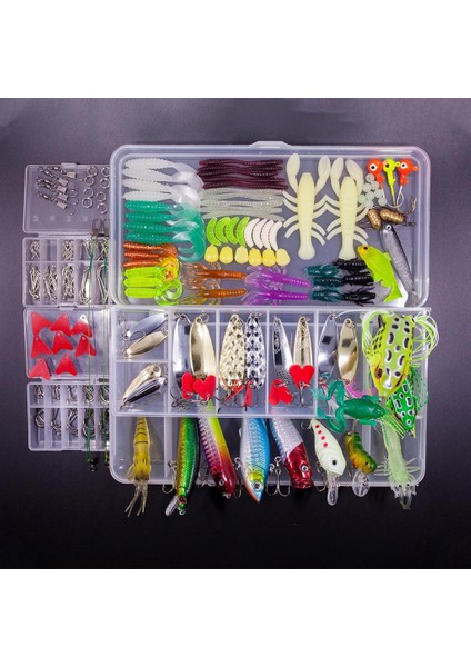 Balıkçılık Lures Seti Yumuşak Plastik Solucanlar Kaşık Pike 234 Adet Için Kutusu Crankbait Mücadele modelleri