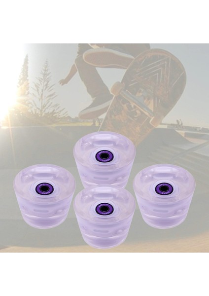 70MM Kaykay Tekerlekler Longboard Tekerlekler Yumuşak LED Flaş Pu 4 Adet Spor Beyaz Mor Için