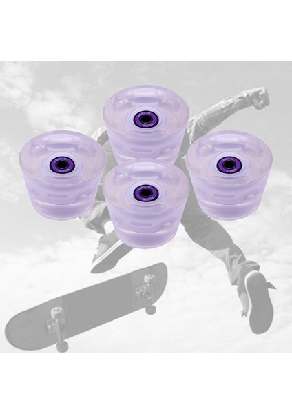 70MM Kaykay Tekerlekler Longboard Tekerlekler Yumuşak LED Flaş Pu 4 Adet Spor Beyaz Mor Için