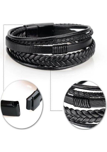 Erkek Deri Manyetik Toka Örgülü Bileklik fırsatları