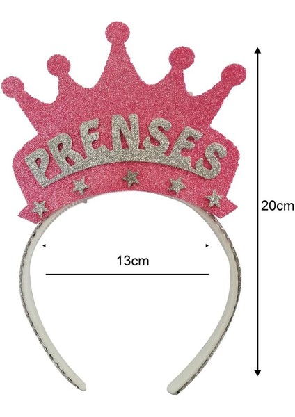 Prenses Eva Simli Taç - Pembe Üzeri Gümüş