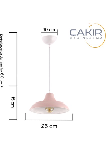 Çakır Aydınlatma Fiyona Sıvama Pembe Tekli Sarkıt Avize