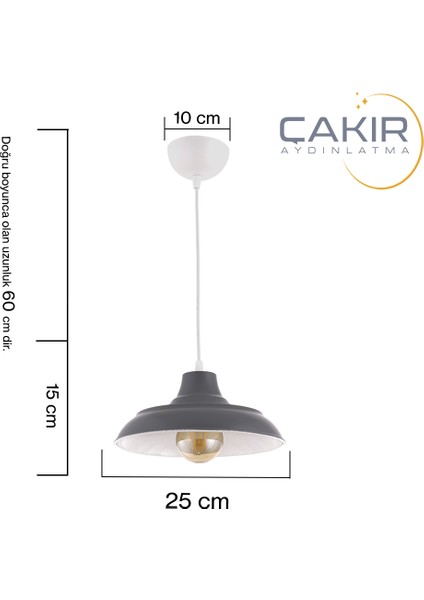 Çakır Aydınlatma Fiyona Sıvama Antrasit Tekli Sarkıt Avize