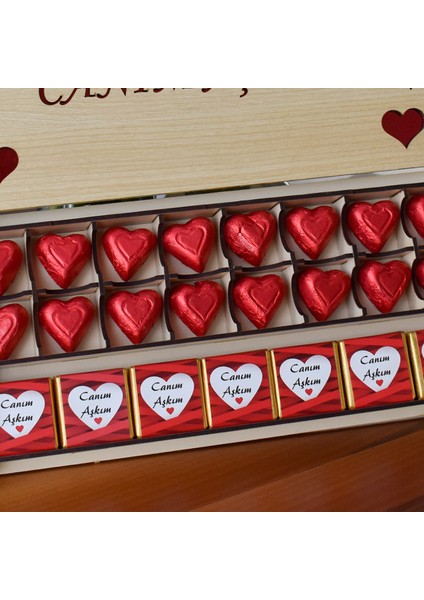 s Ahşap Kutulu Kalpli ve Canım Aşkım Yazılı Çikolata Seti fiyatları