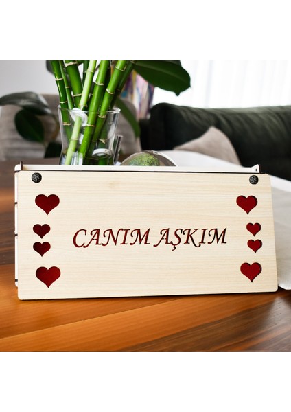 s Ahşap Kutulu Kalpli ve Canım Aşkım Yazılı Çikolata Seti modelleri