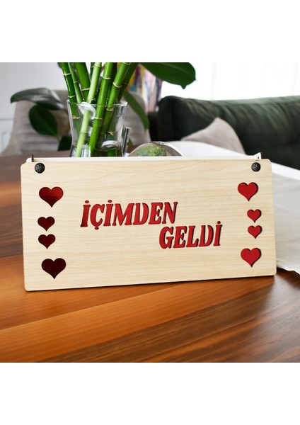 s Içimden Geldi Temalı Ahşap Çikolata Kutusu- Canım Aşkım Yazılı Madlen- Kalp Çikolatalar