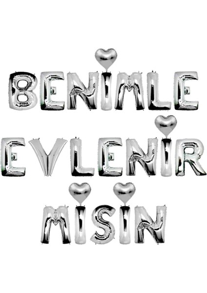Partipan Benimle Evlenirmisin Gümüş Folyo Balon 40 cm