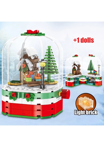 Noel Kardan Adam Evi Noel Baba Mini Bebek Figürü Müzik Kutusu Kar Yapı Taşı (Yurt Dışından)