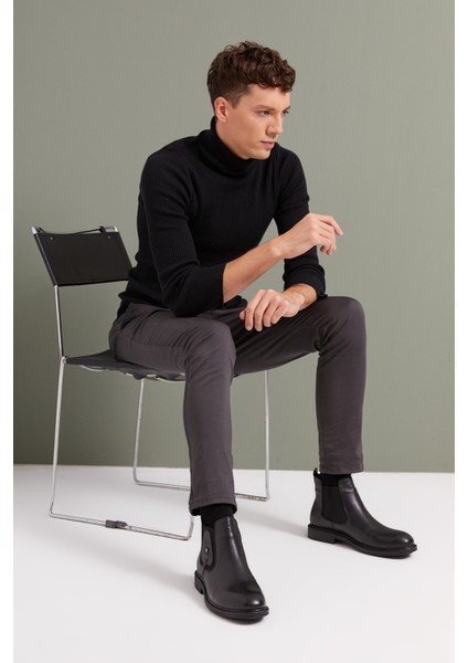 Ziya, Erkek Hakiki Deri Bot 113447 204 Siyah