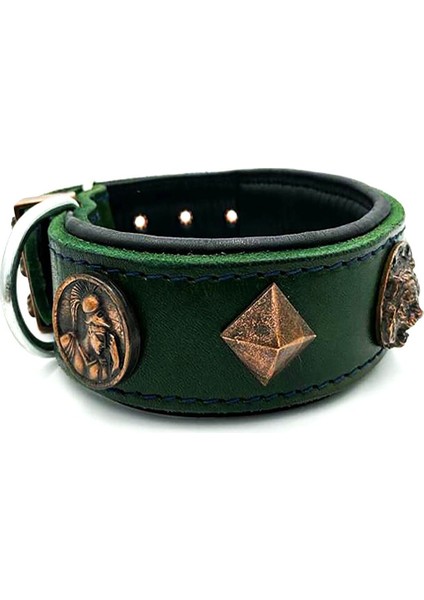 Kaplan Başlı Özel Tasarım Deri Köpek Tasması Koyu Yeşil Xl modelleri