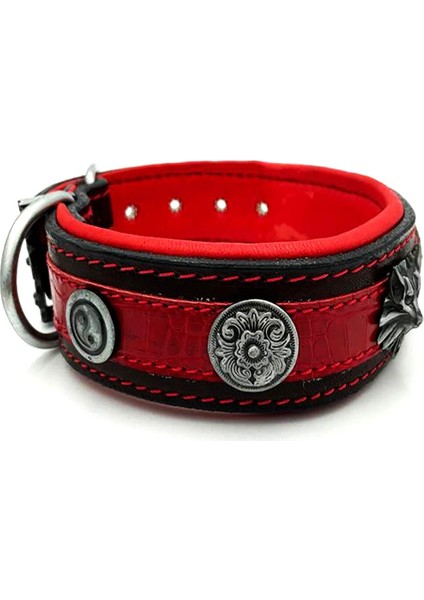 Kırmızı Özel Tasarım Kurt Başlı Köpek Tasması modelleri