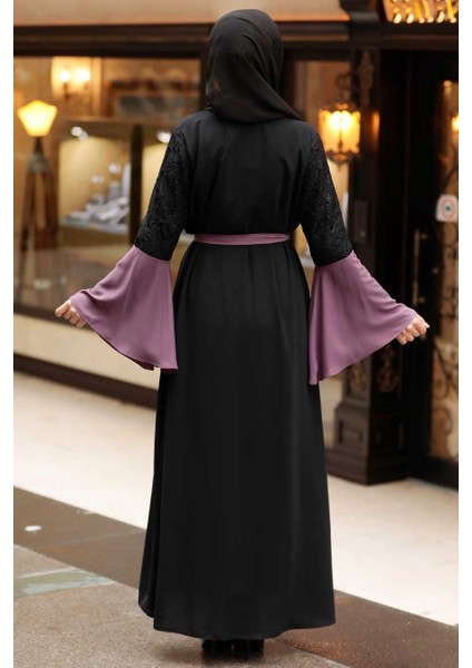 - Kolları Detaylı Koyu Gül Kurusu Tesettür Abaya 55510KGK fırsatları